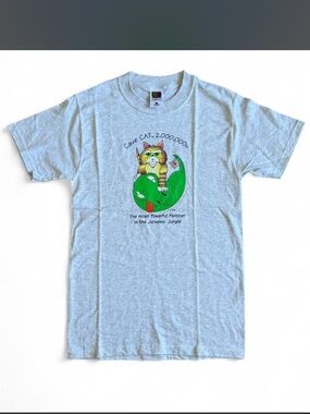 Fruit of the Loom Gray vintage Graphic Tee "Cave Cat"
